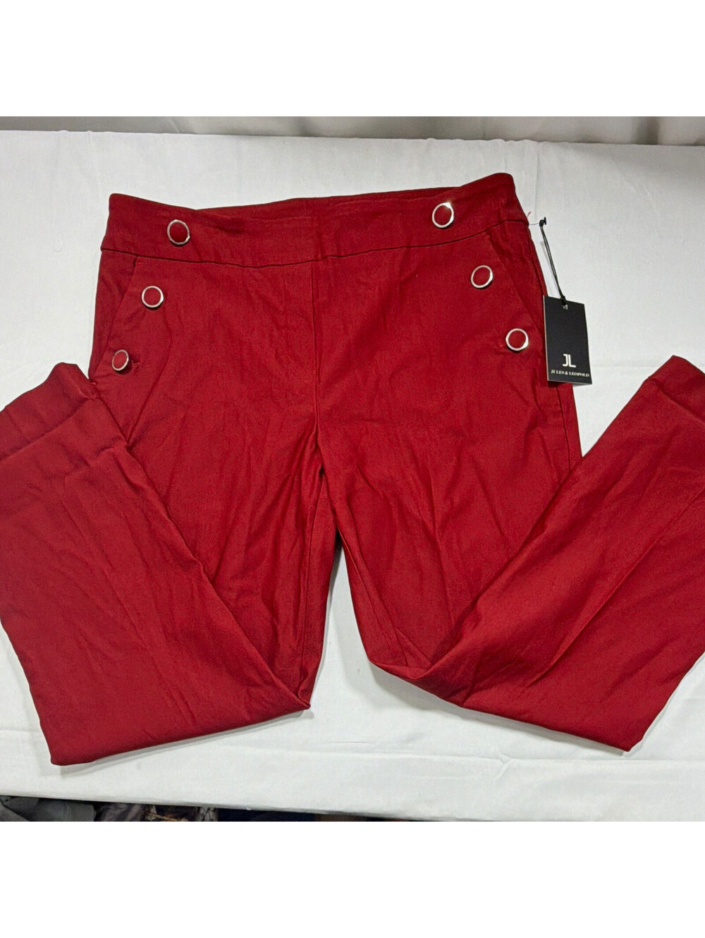 Jules & Leopold Red Dress Pants Women L Regular Straight Flat Front Pockets 26"